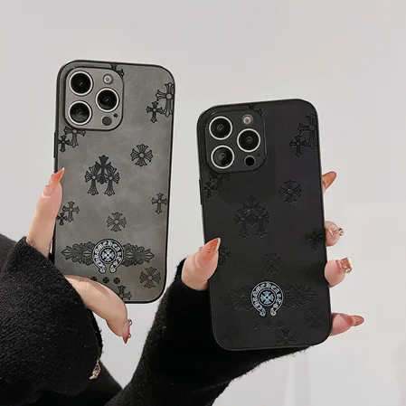 ハイブランド chrome hearts風 アイフォン16プラス 携帯ケース 